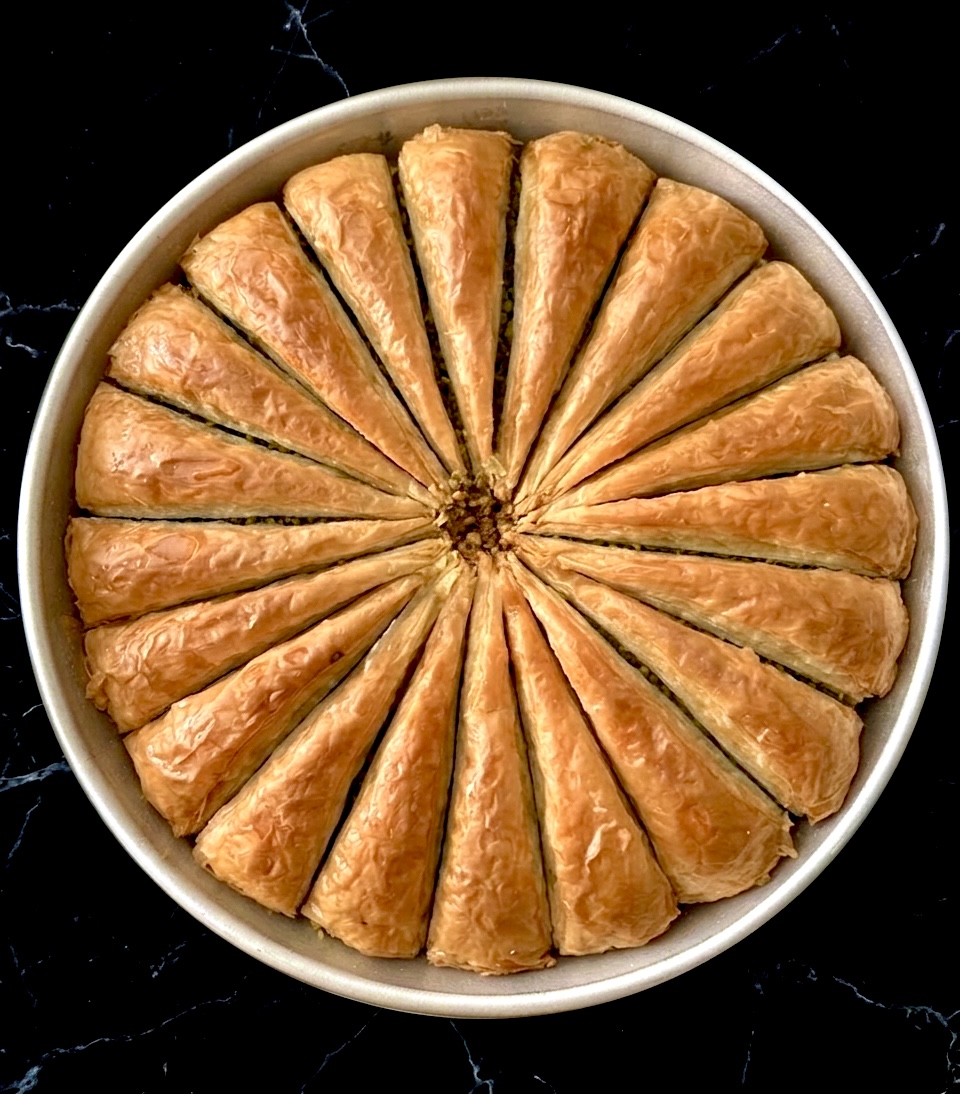Golden baklava slices from Gaziantep